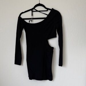 Black Cut-Out Long Sleeve Dress